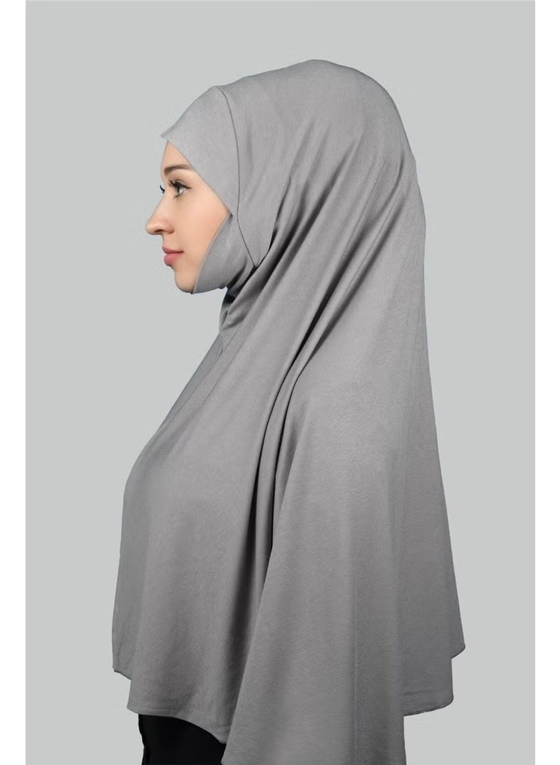 Altobeh Ready-made Turban Practical Scarf with Veil Hijab with Nikap - Prayer Cover Soufflé (3Xl) - Gray - Image 2